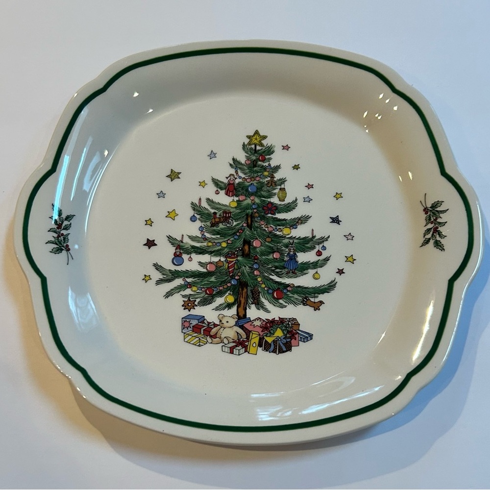 Vintage Nikko Christmastime Cake Cookie Dessert Serving Platter 10” EUC